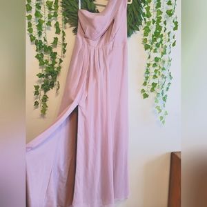 David's Bridal,CELEBRATE DB STUDIO, Long, One-Shoulder, Crinkle, Chiffon Dress